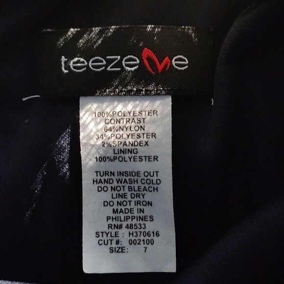 Teeze Me cream navy lace tulle dress Sz 7 - Picture 7 of 7